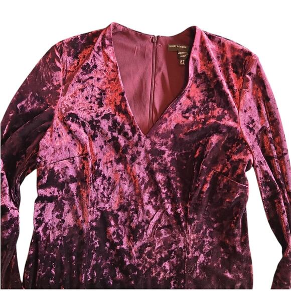 Maggy London | Purple Velvet, Long Sleeve, Dress | Size 14 - Picture 5 of 8